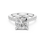 Gold Ring, Cushion center stone, White Gold, view 4