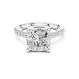 Gold Ring, Cushion center stone, White Gold, view 4