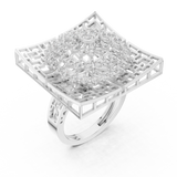14K Solid Gold Lab Diamond Signet Ring, White Gold, view 2