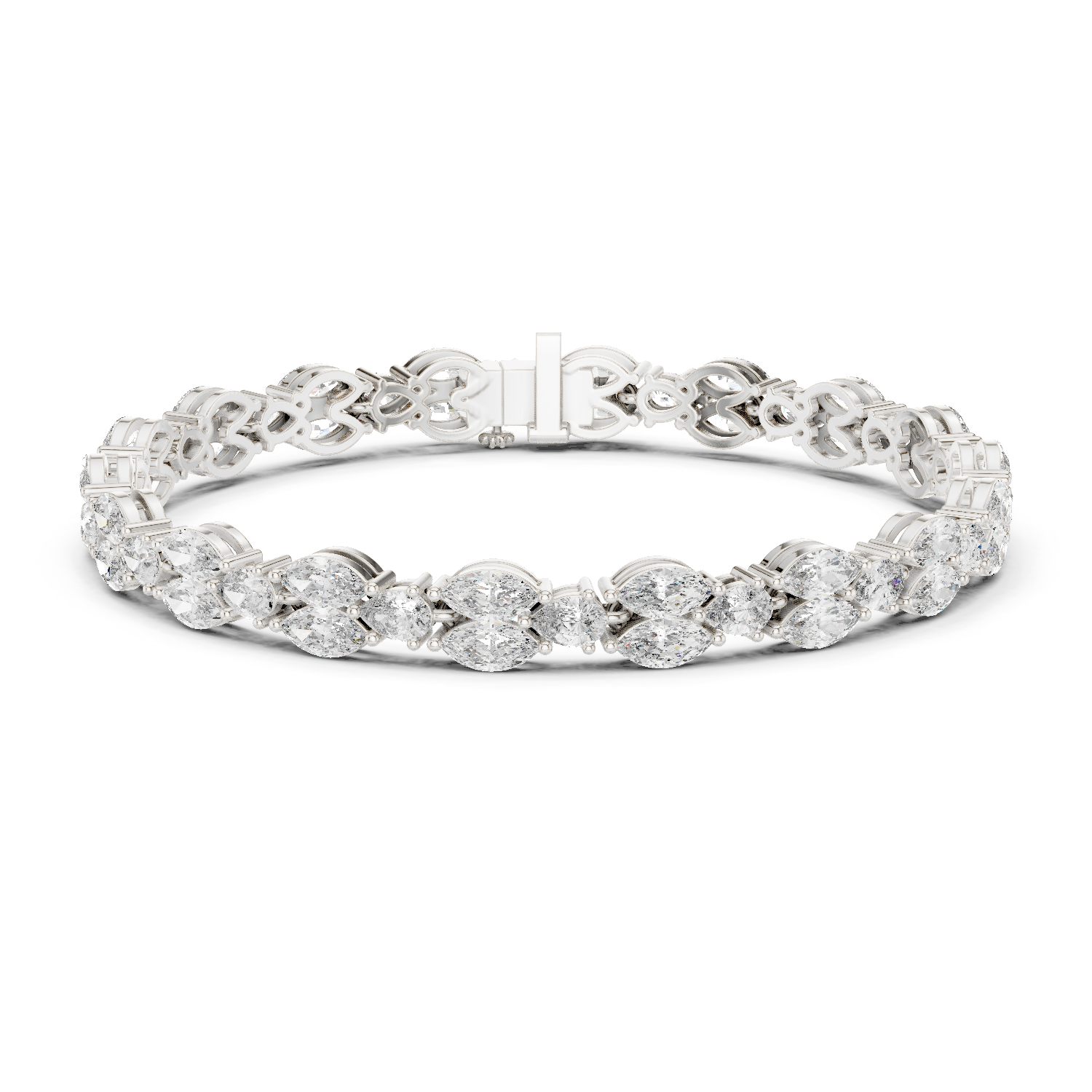 14K Solid Gold Lab Diamond Bracelet, White Gold