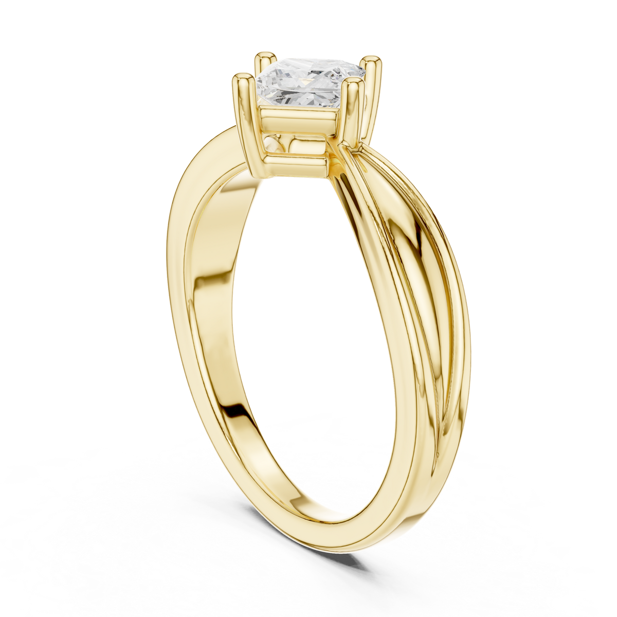 14K Solid Gold Lab Diamond Solitaire Ring, Yellow Gold, view 1