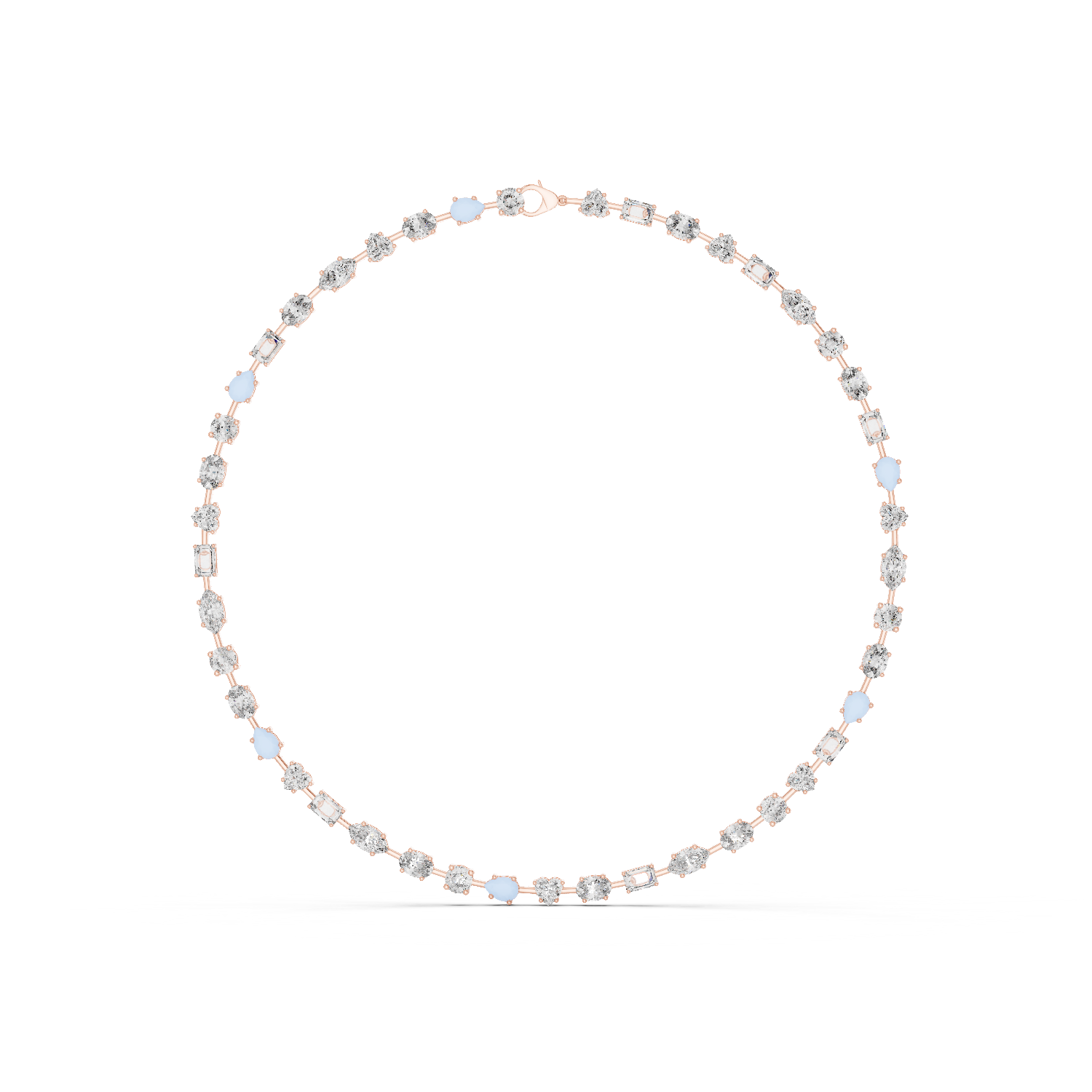 14K Solid Gold Lab Diamond Tennis Necklace, Rose Gold, view 0