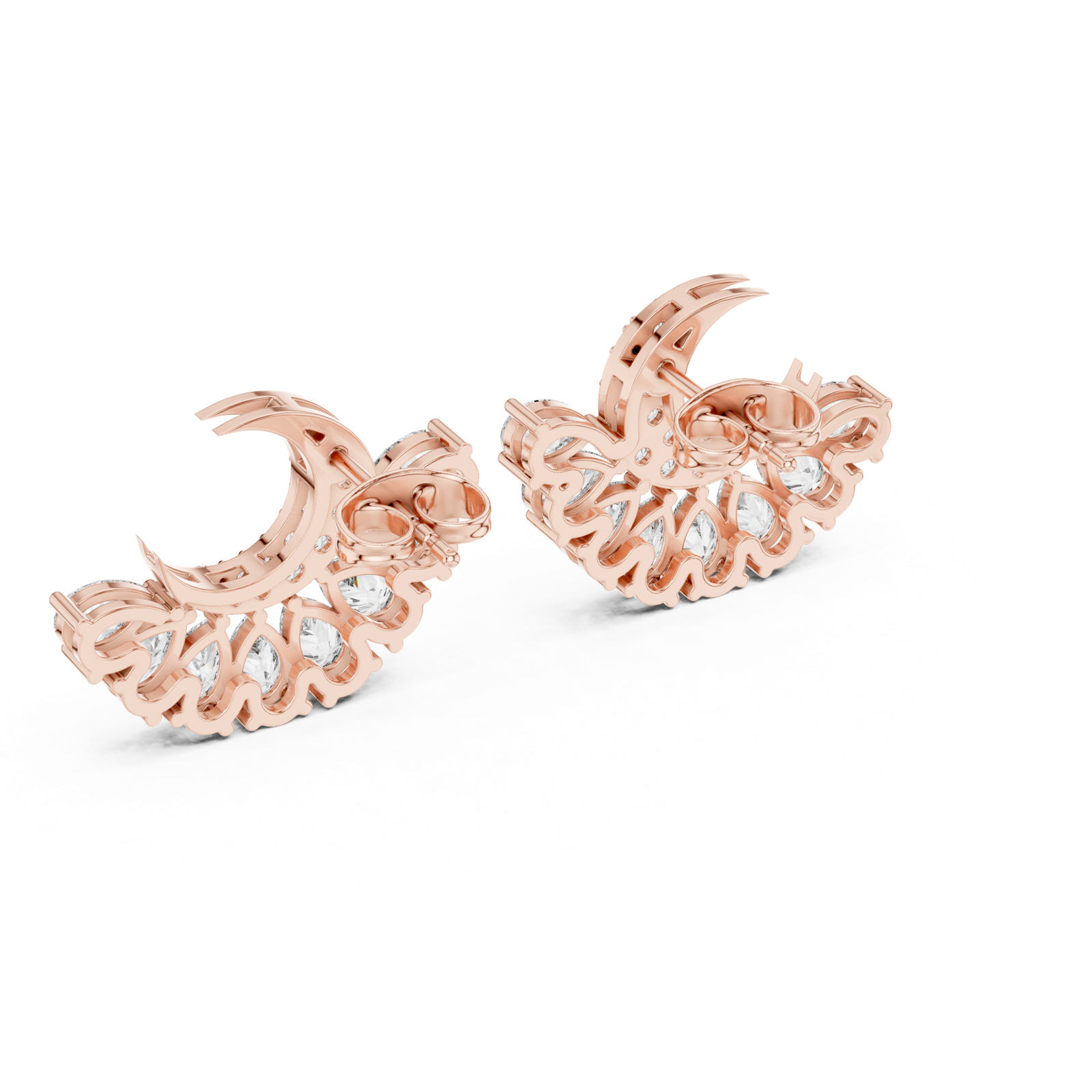 Gold Earrings AGDER-217, Rose Gold, view 3
