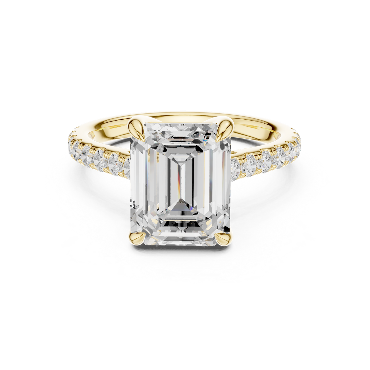 14K Solid Gold Lab Diamond Solitaire Ring, Yellow Gold