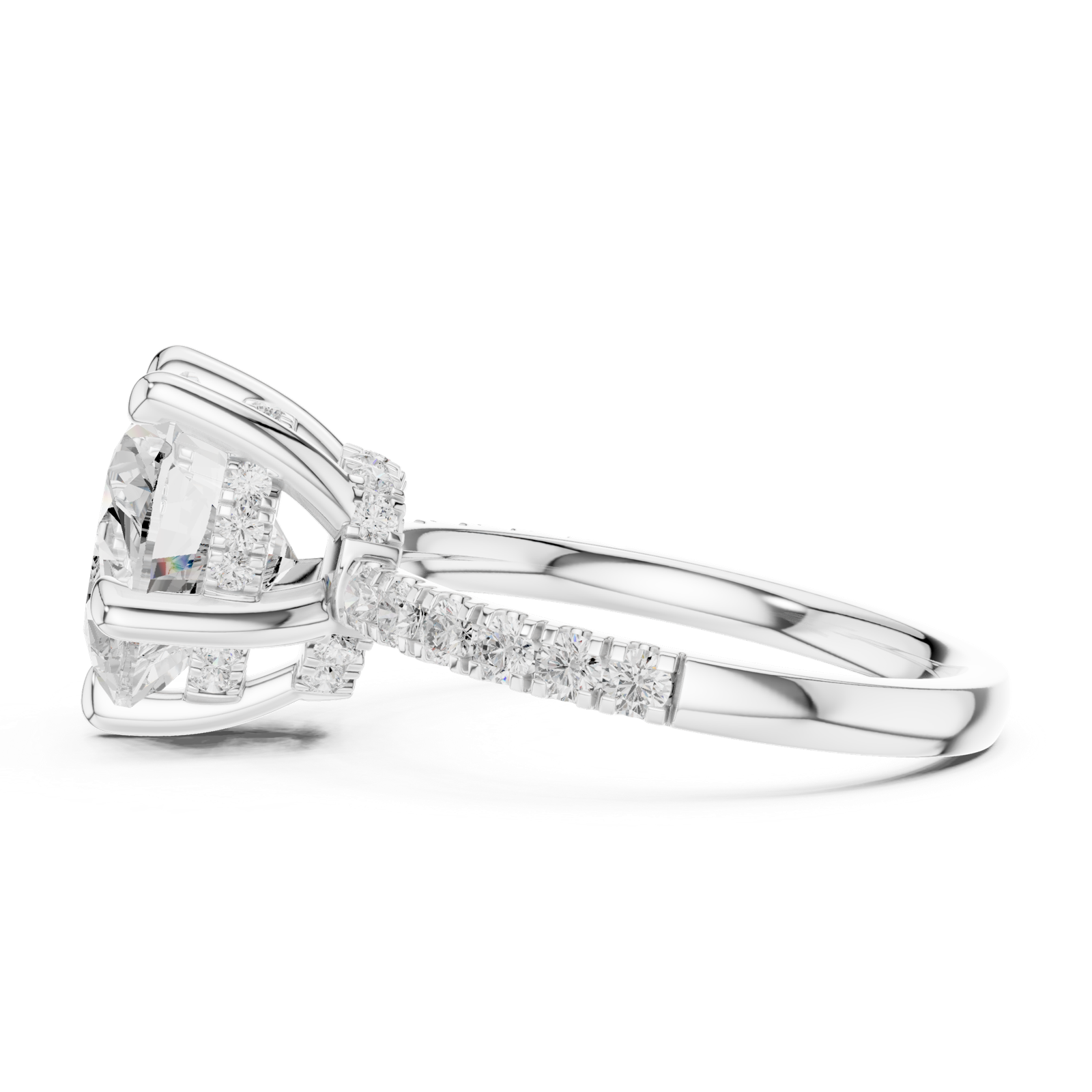 Gold Ring DDLR-259, Heart center stone, White Gold, view 3