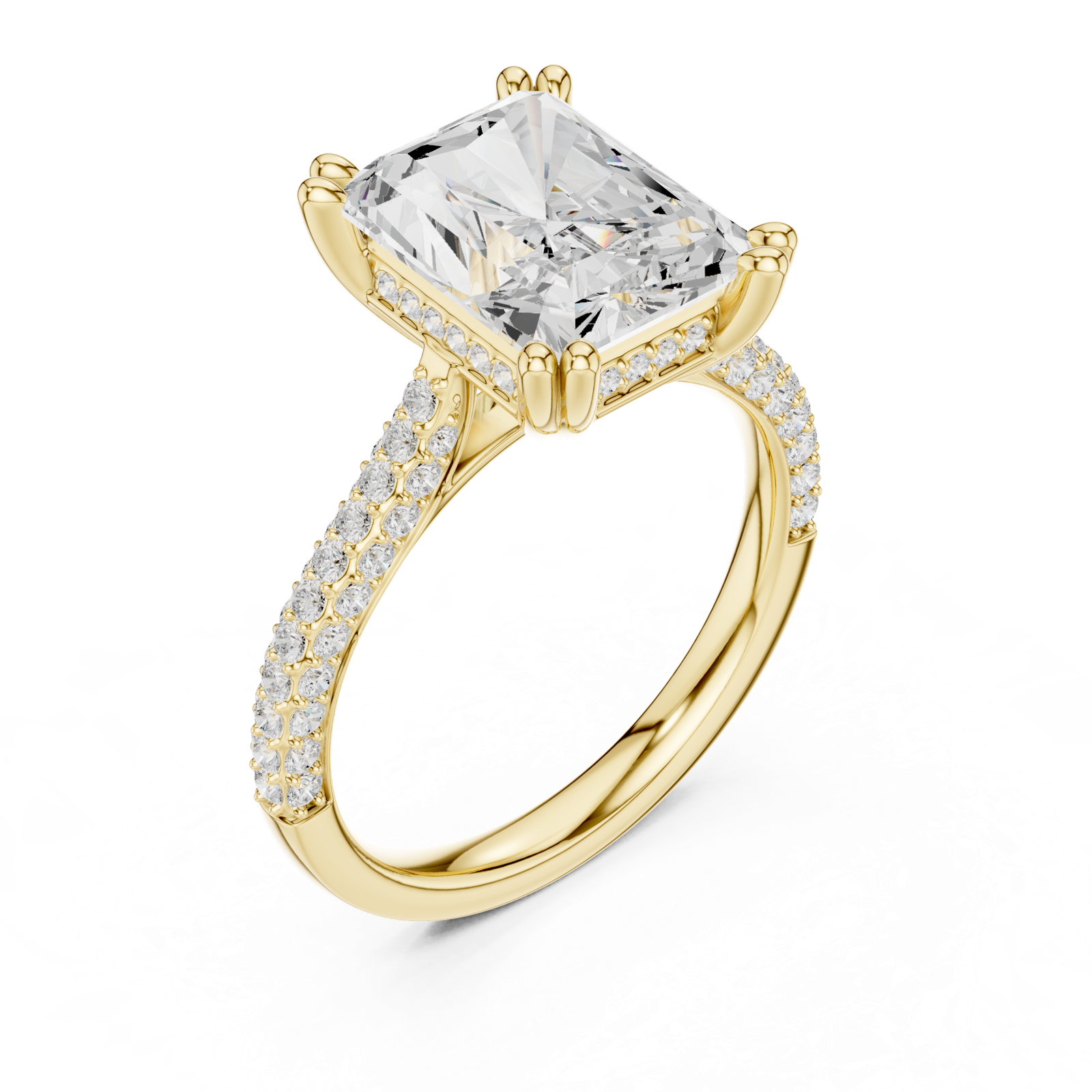 Gold Ring DDLR-260, Radiant center stone, Yellow Gold, view 2