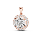 14K Solid Gold Lab Diamond Solitaire Pendant Necklace, Rose Gold, view 2
