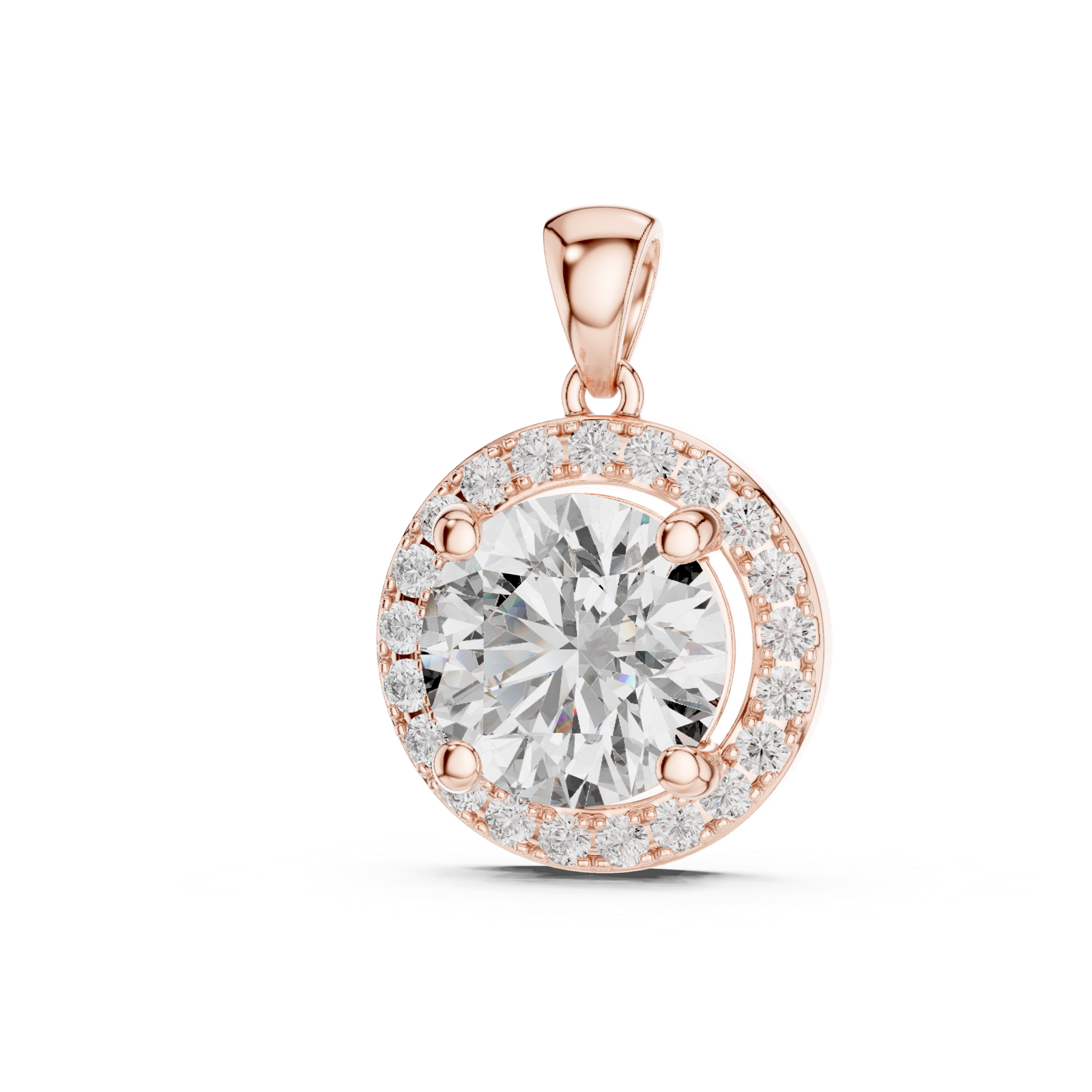 14K Solid Gold Lab Diamond Solitaire Pendant Necklace, Rose Gold, view 2