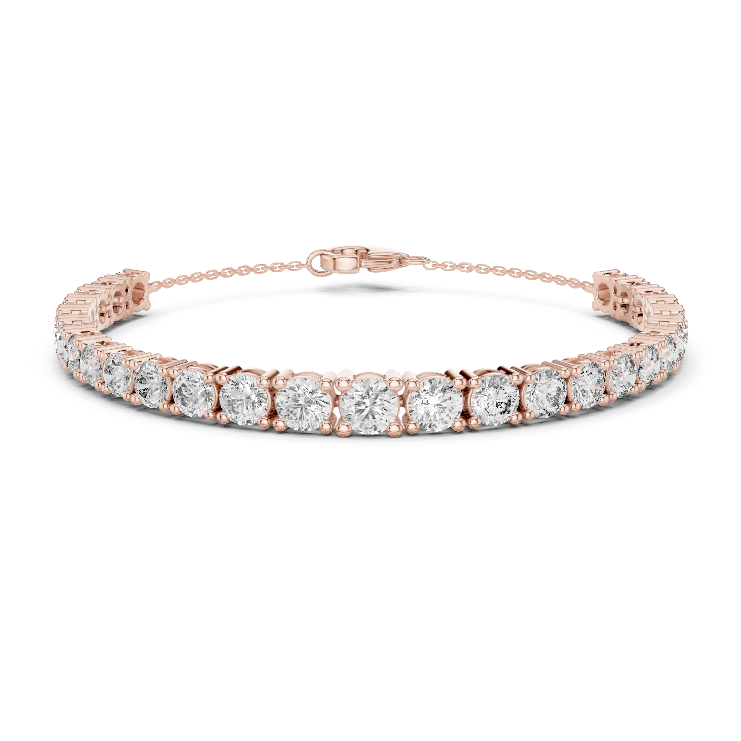14K Solid Gold Lab Diamond Bracelet, Rose Gold
