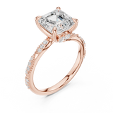Gold Ring DDLR-167, Asscher center stone, Rose Gold, view 2