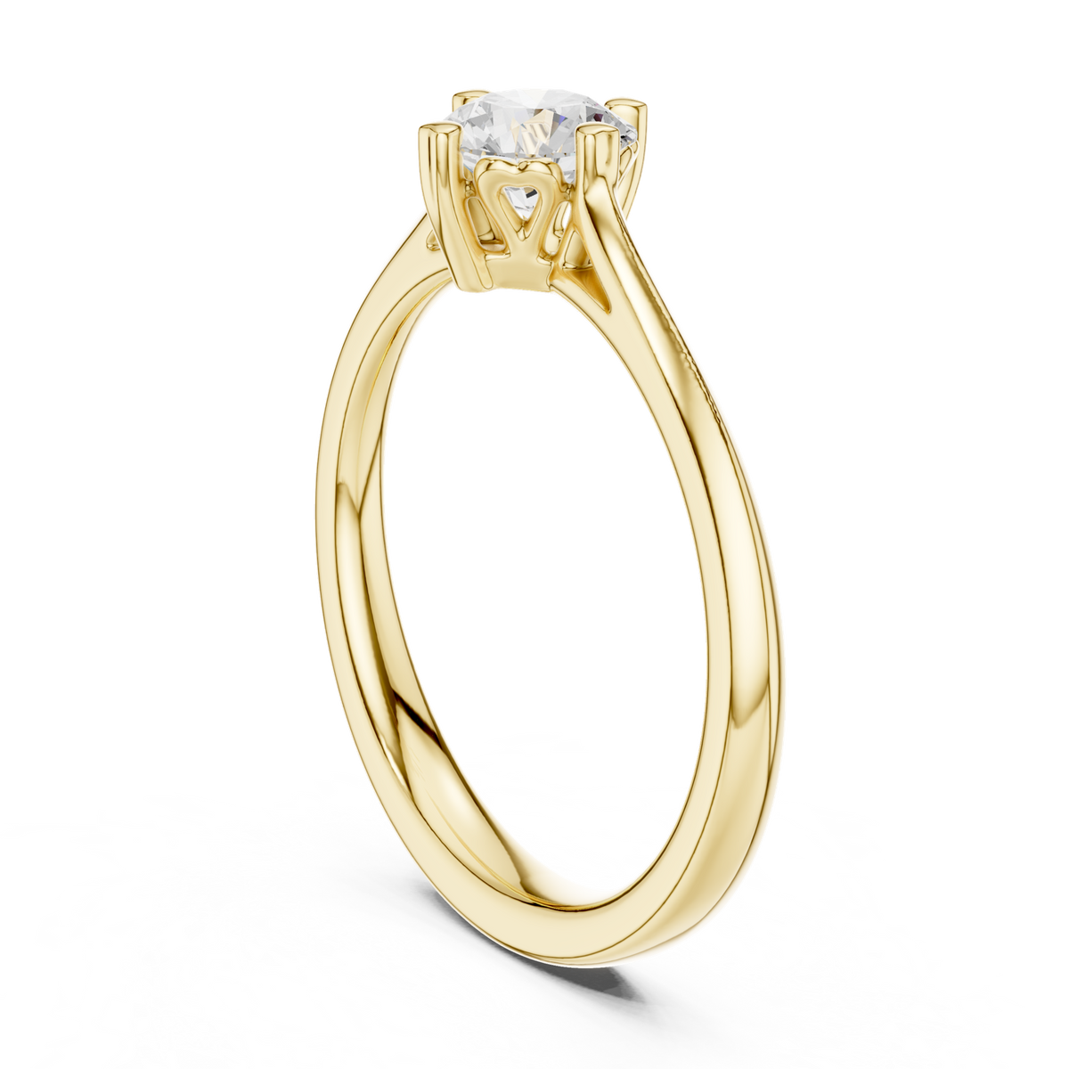 14K Solid Gold Lab Diamond Solitaire Ring, Yellow Gold, view 1