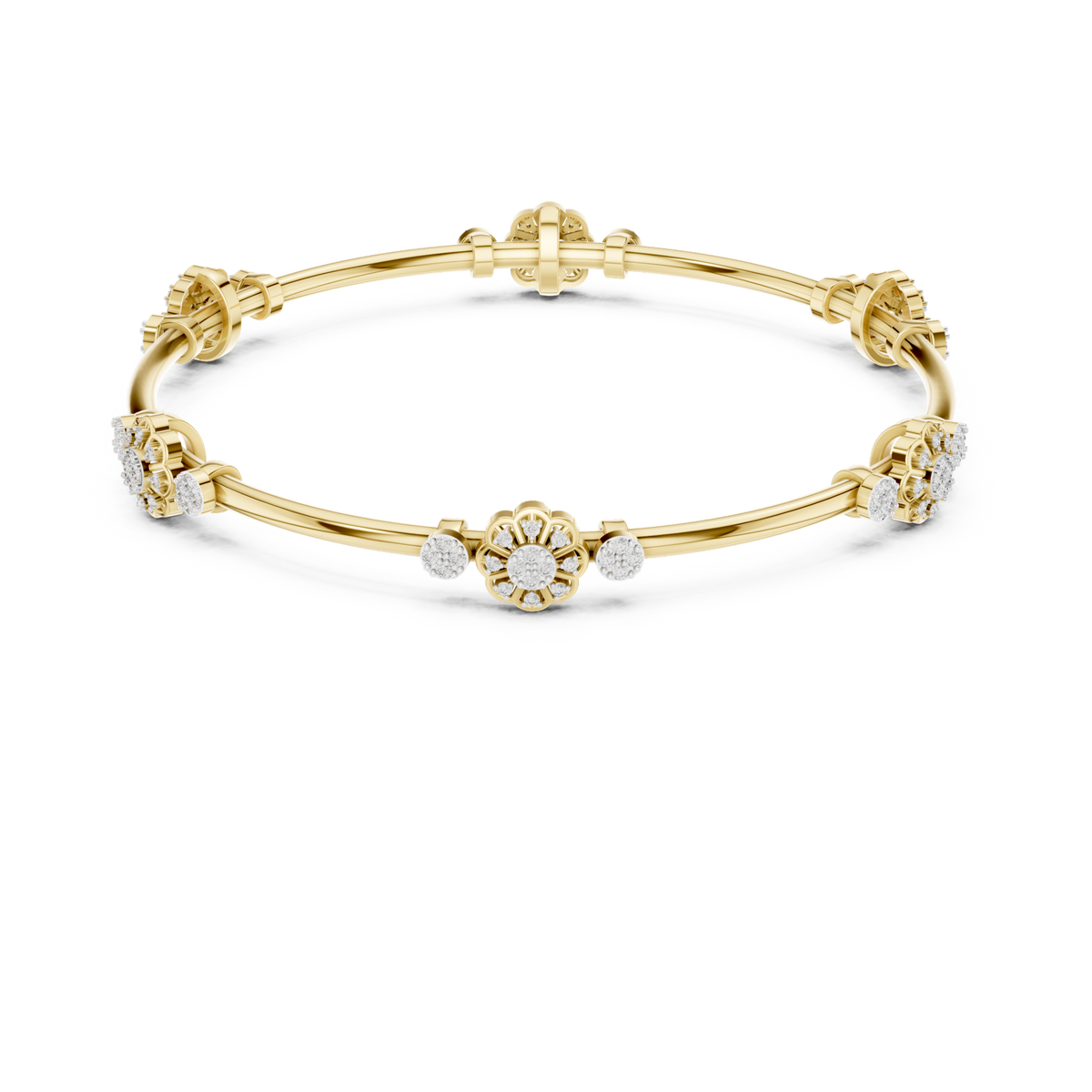 14K Solid Gold Lab Diamond Bracelet, Yellow Gold