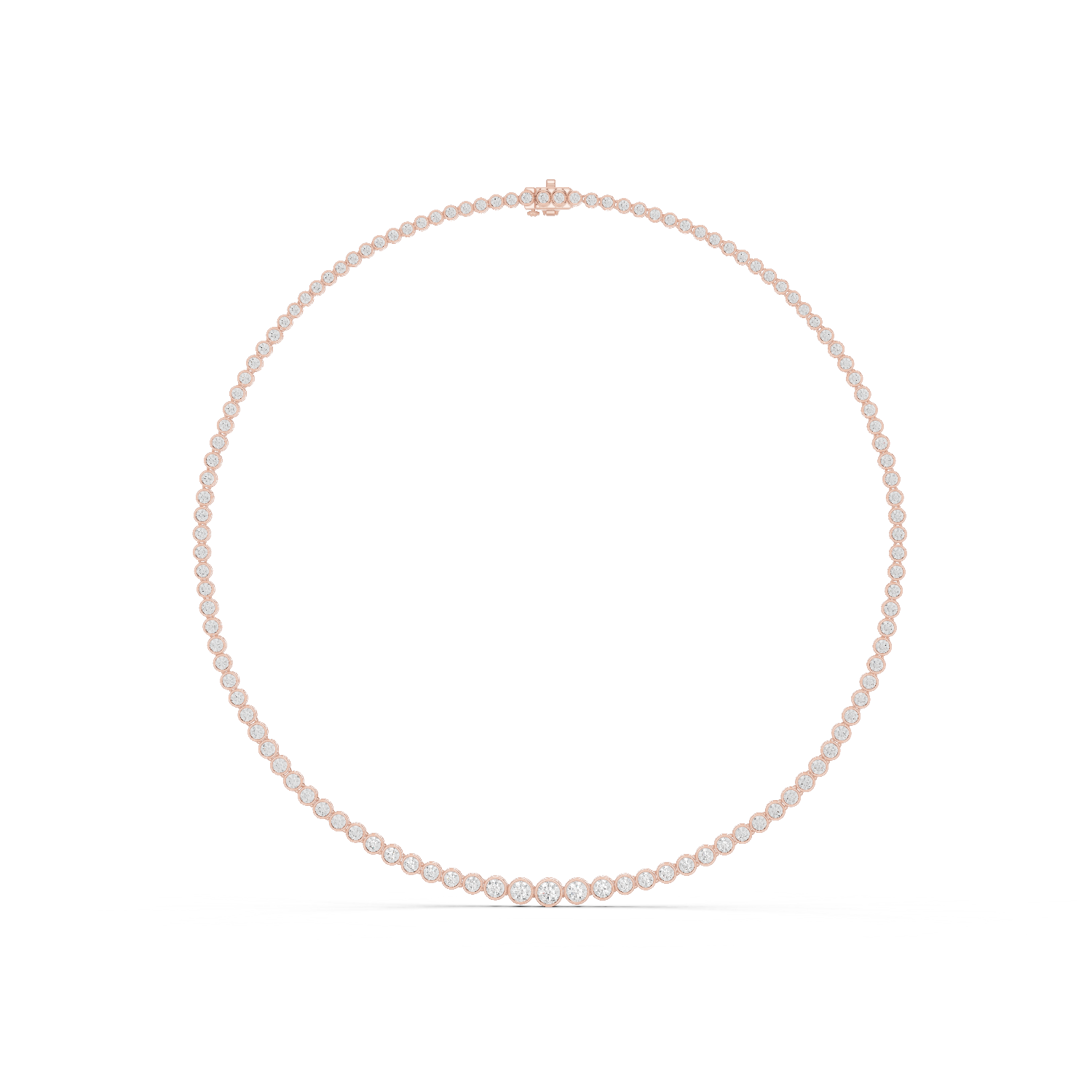 14K Solid Gold Lab Diamond Tennis Necklace, Rose Gold