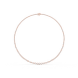 14K Solid Gold Lab Diamond Tennis Necklace, Rose Gold
