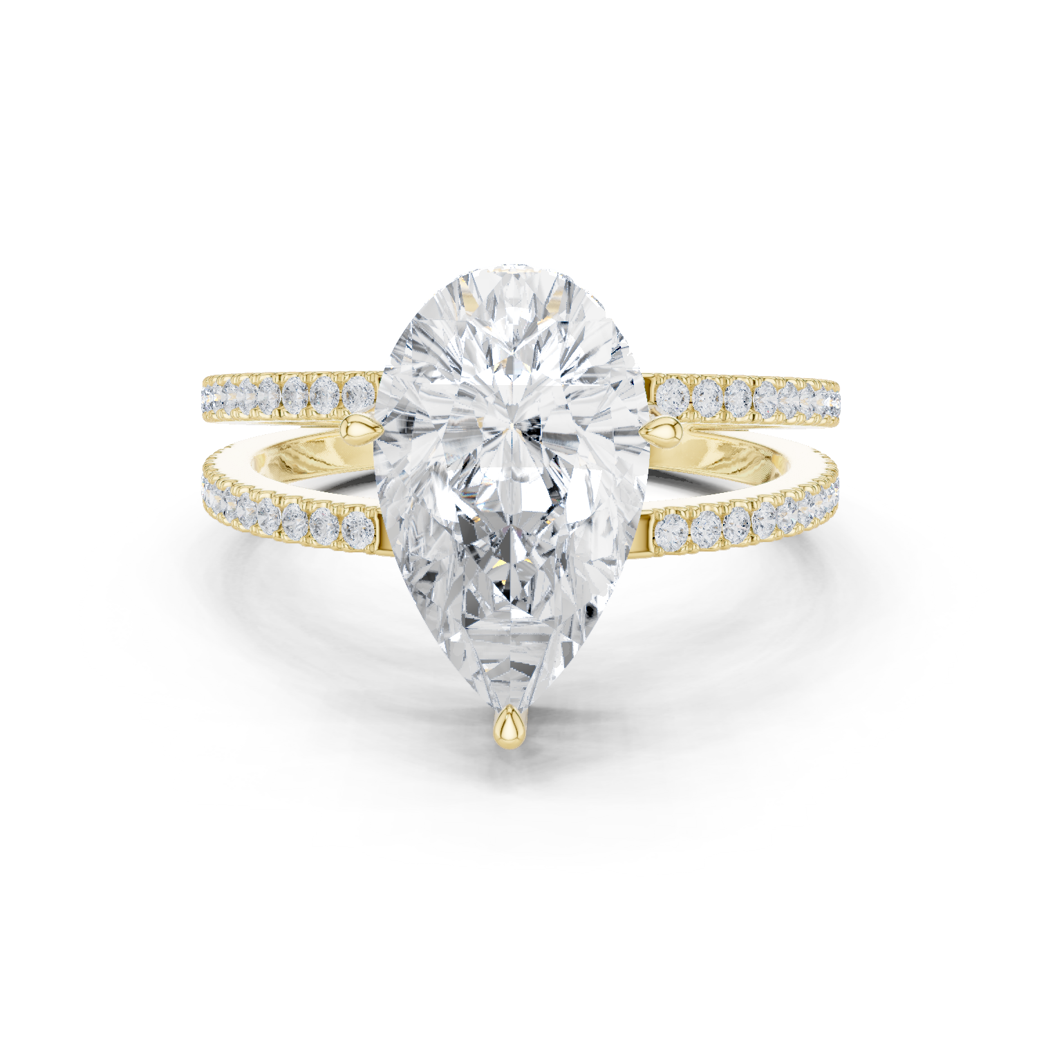 Gold Jewelry L36-13, Pear center stone, Yellow Gold