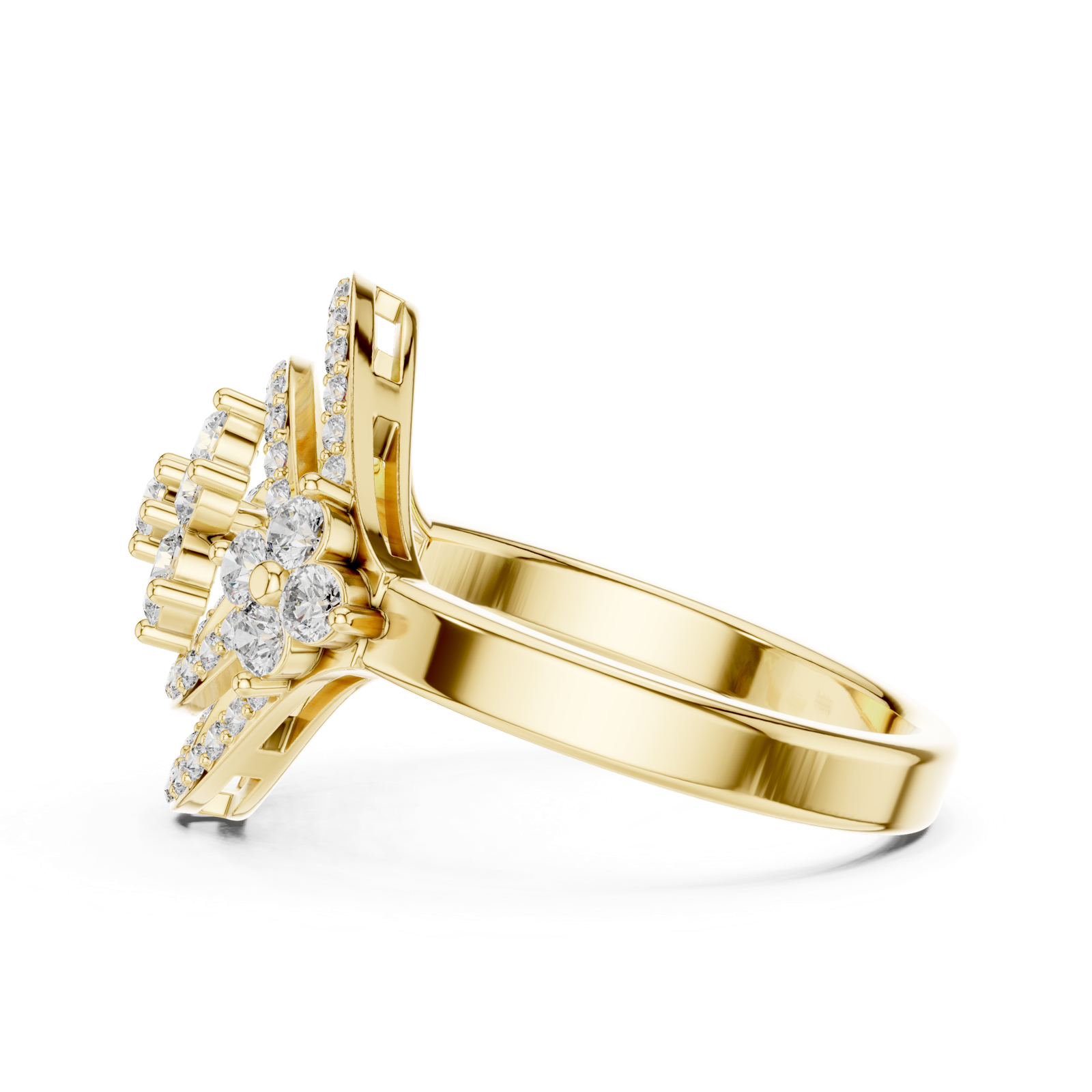 14K Solid Gold Lab Diamond Halo Ring, Yellow Gold, view 3