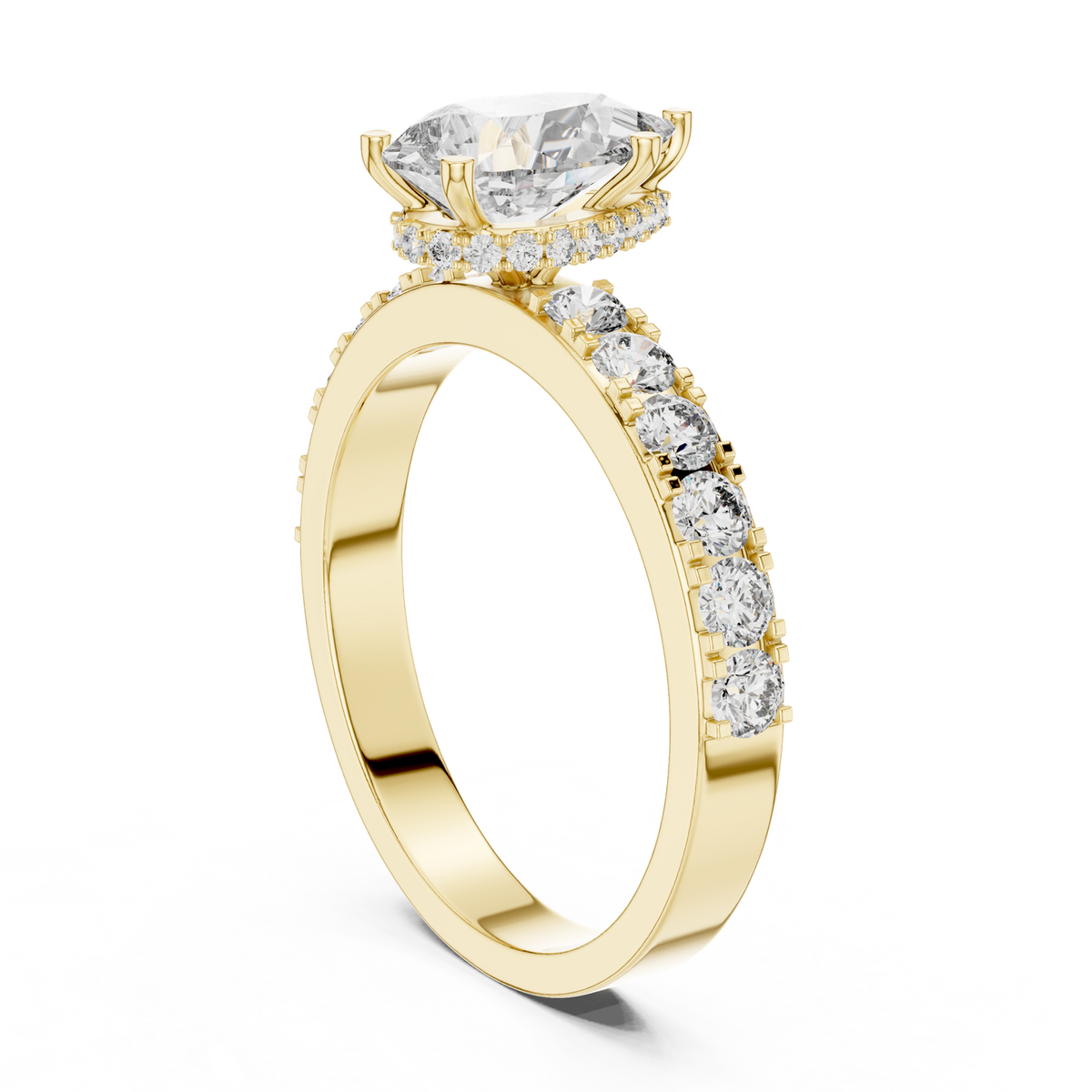 14K Solid Gold Lab Diamond Solitaire Ring, Yellow Gold, view 1