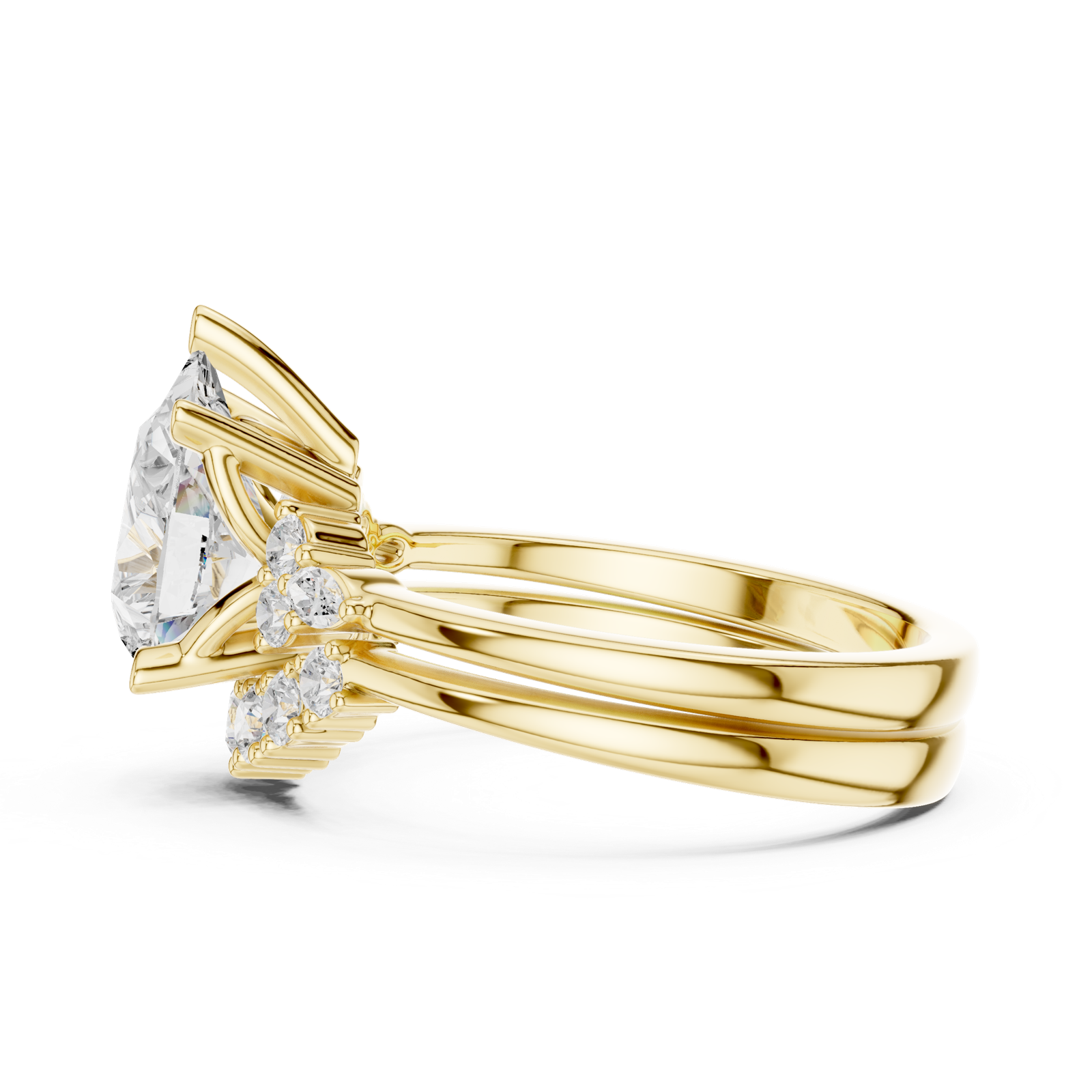 Gold Ring DDLR-440, Pear center stone, Yellow Gold, view 3
