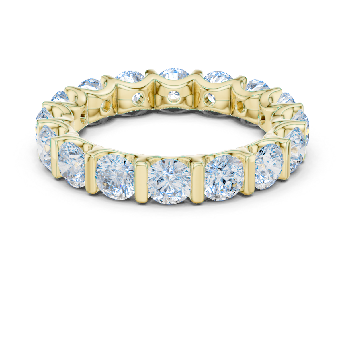 14K Solid Gold Lab Diamond Eternity Ring, Yellow Gold