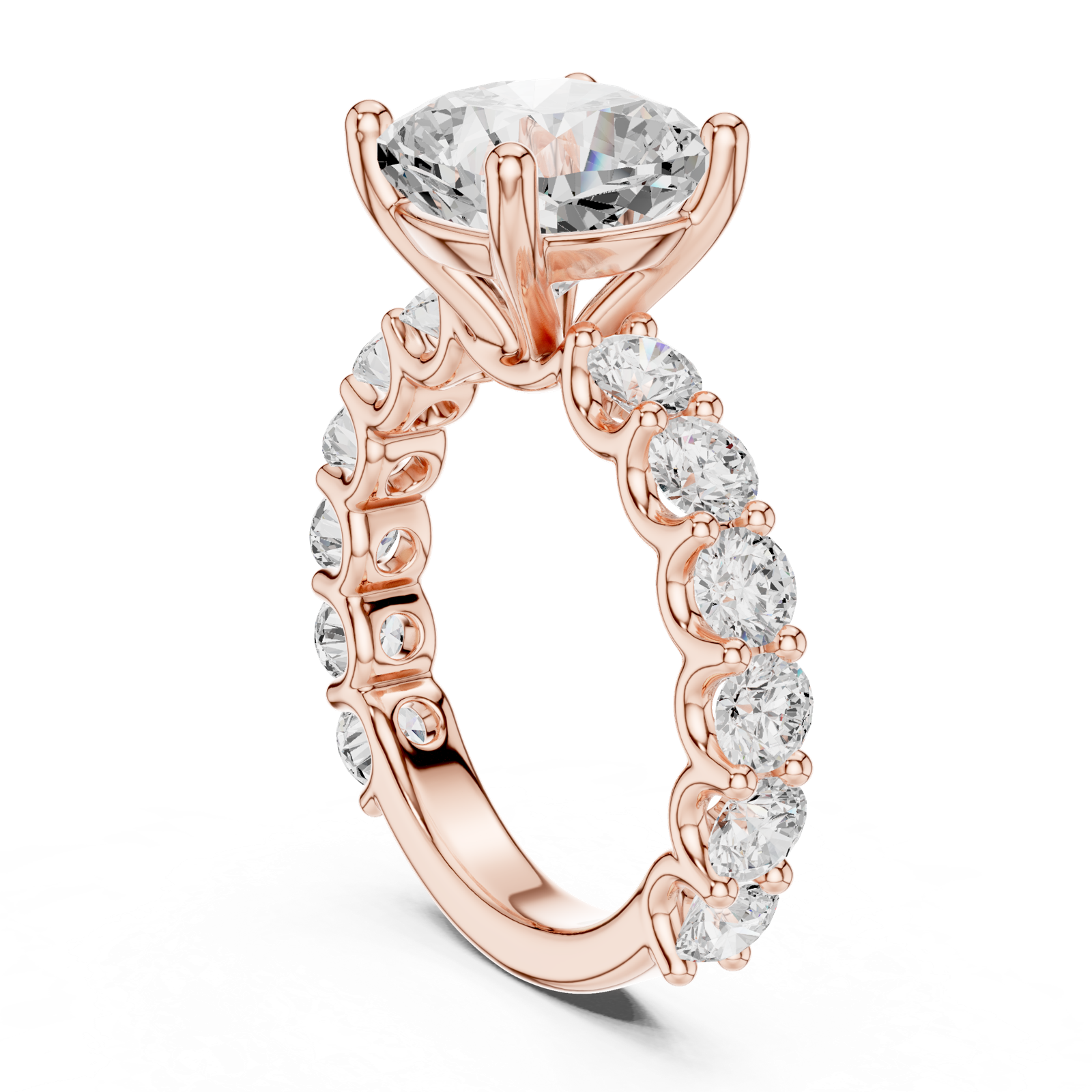 Gold Ring DDLR-087, Cushion center stone, Rose Gold, view 1