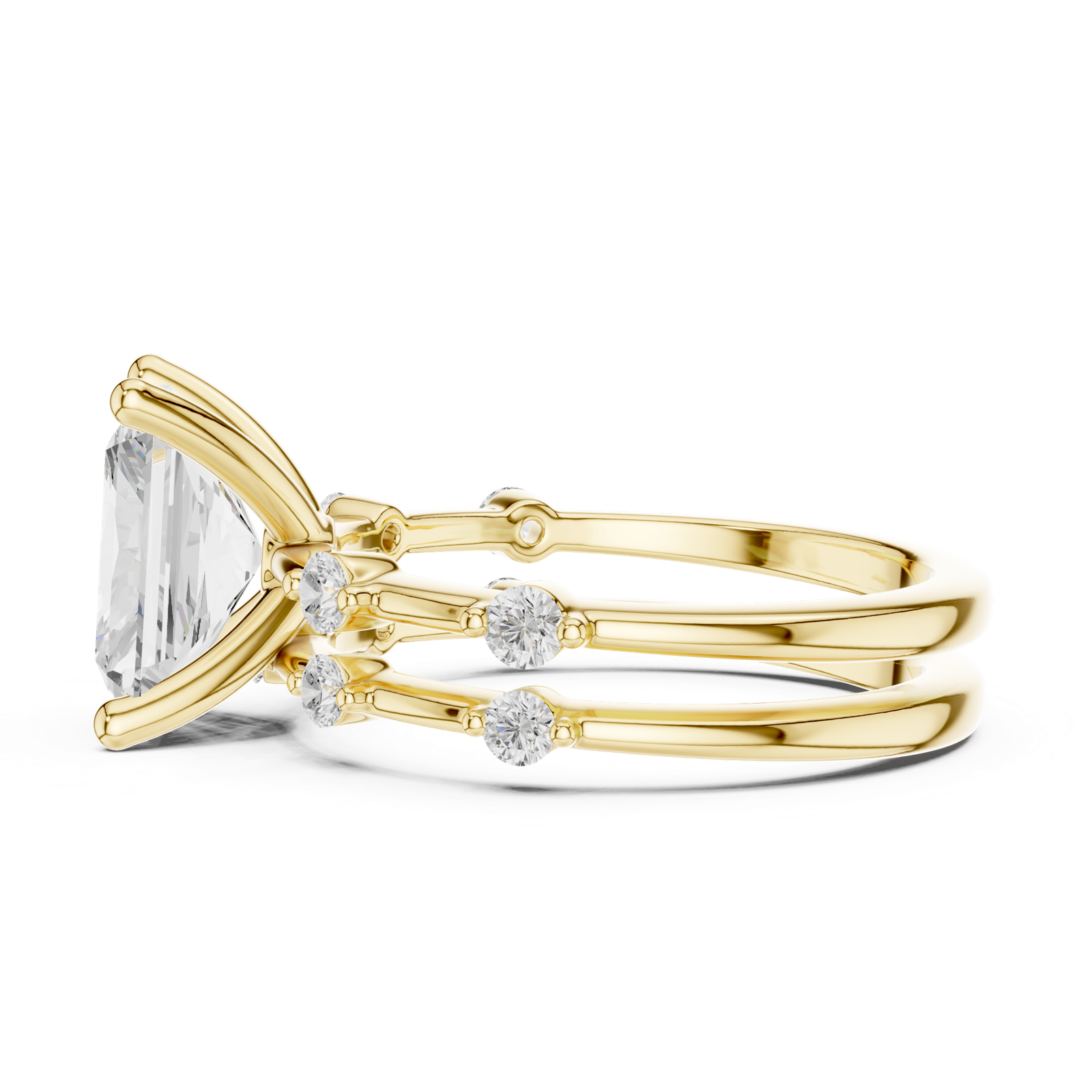 Gold Ring DDLR-441, Radiant center stone, Yellow Gold, view 3
