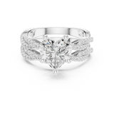 Gold Ring DDLR-300, Heart center stone, White Gold, view 4
