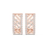 14K Solid Gold Lab Diamond Cluster Earrings, Rose Gold