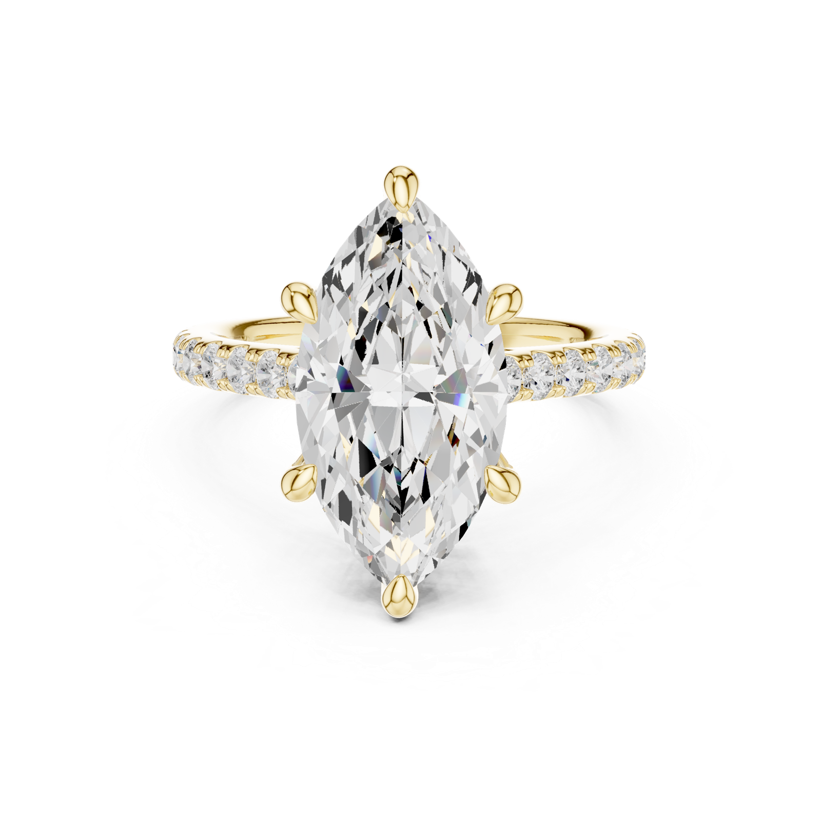 Gold Ring DDLR-250, Marquise center stone, Yellow Gold, view 4