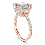 Gold Ring, Asscher center stone, Rose Gold, view 1