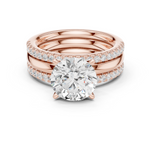 Gold Ring DDLR-302, Round center stone, Rose Gold