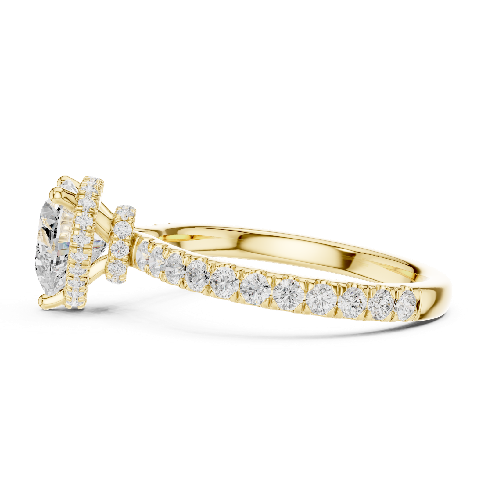 Gold Ring DDLR-165, Heart center stone, Yellow Gold, view 3