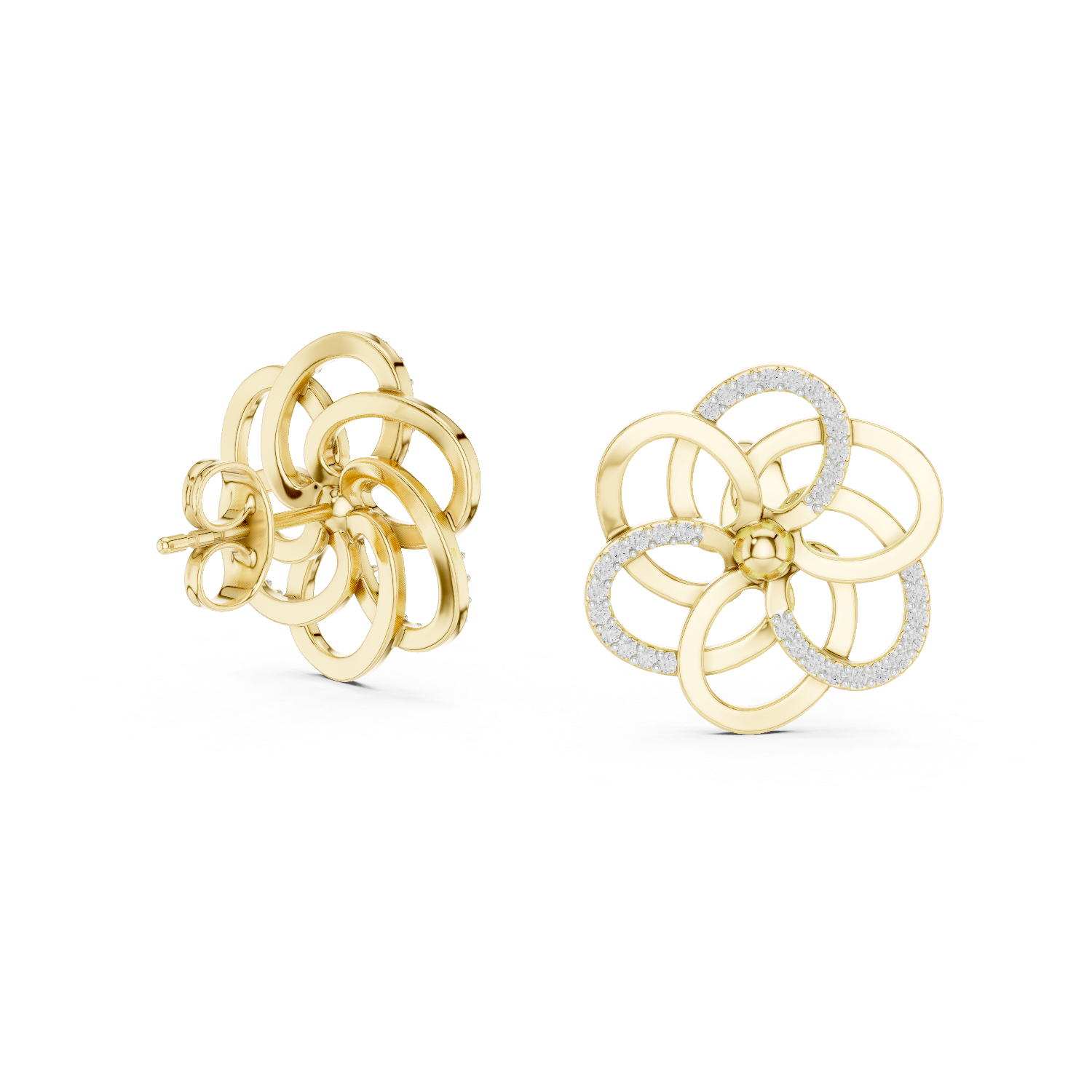 Gold Earrings 12-10030@E, Yellow Gold, view 1