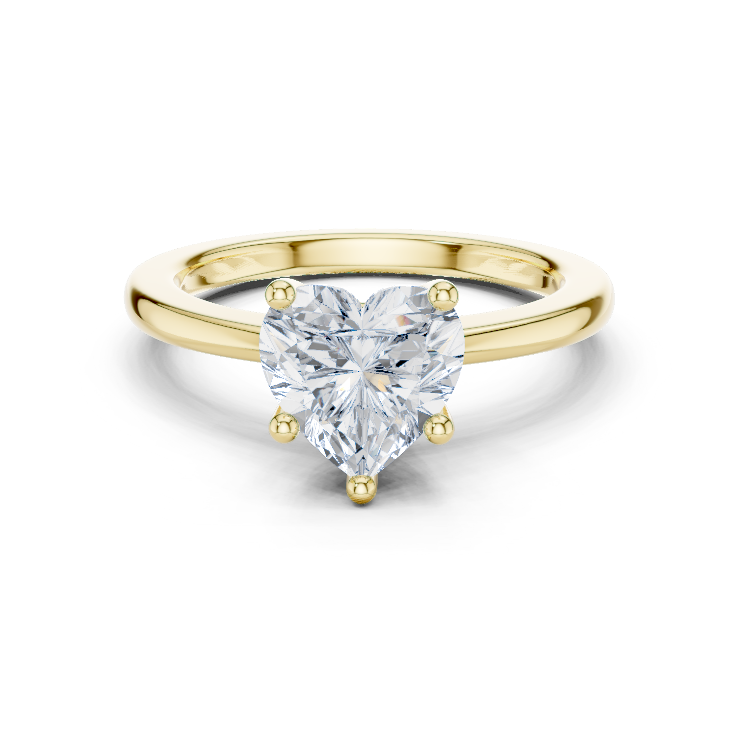 Gold Ring DDLR-032, Heart center stone, Yellow Gold