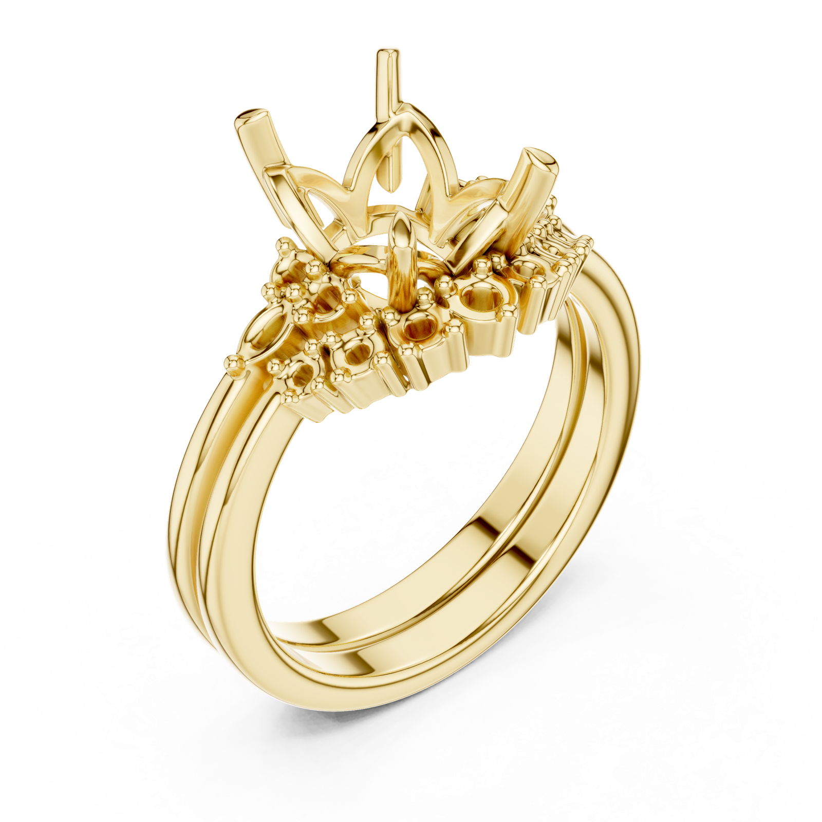 Gold Ring DDLR-440, Emerald center stone, Yellow Gold, view 2