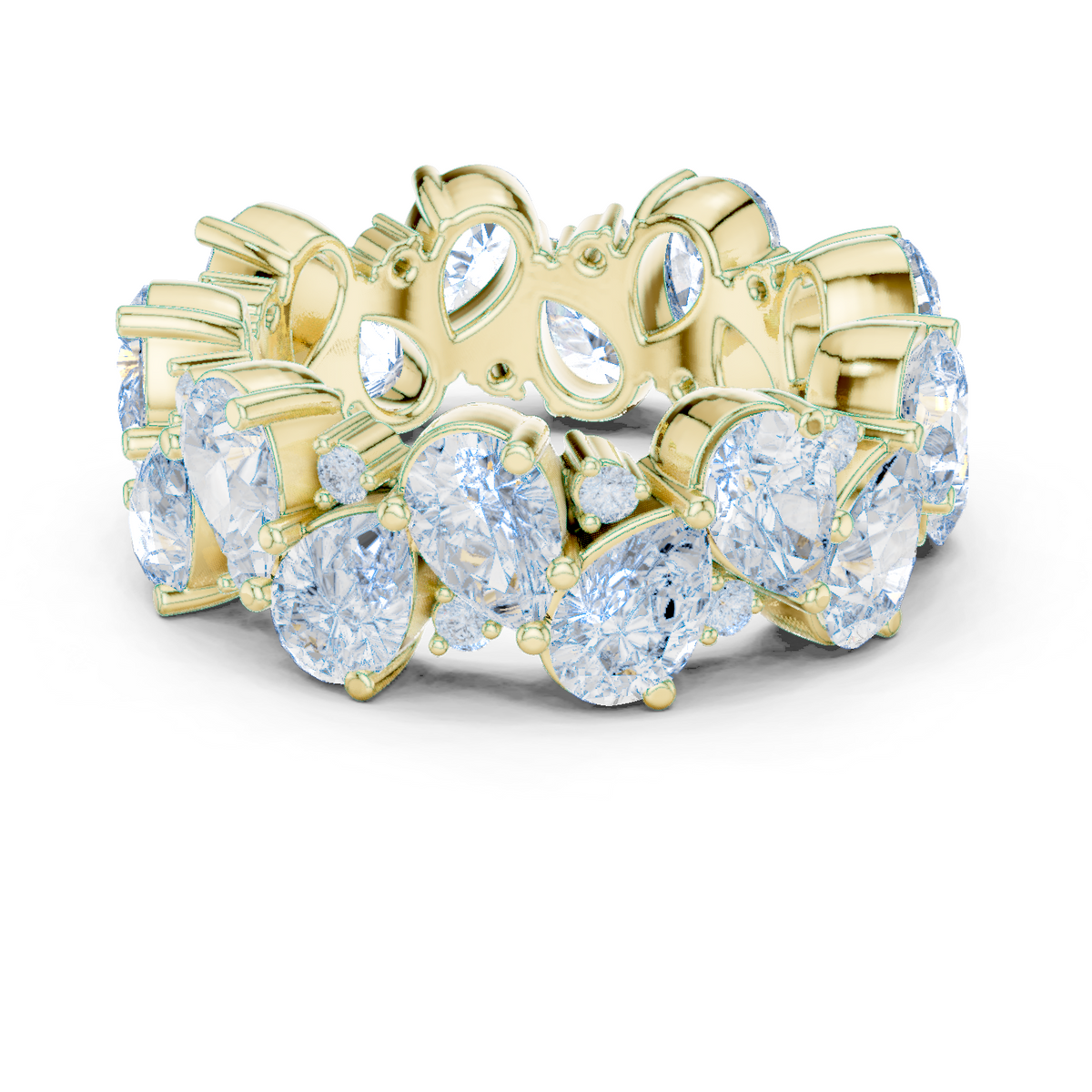 14K Solid Gold Lab Diamond Eternity Ring, Yellow Gold