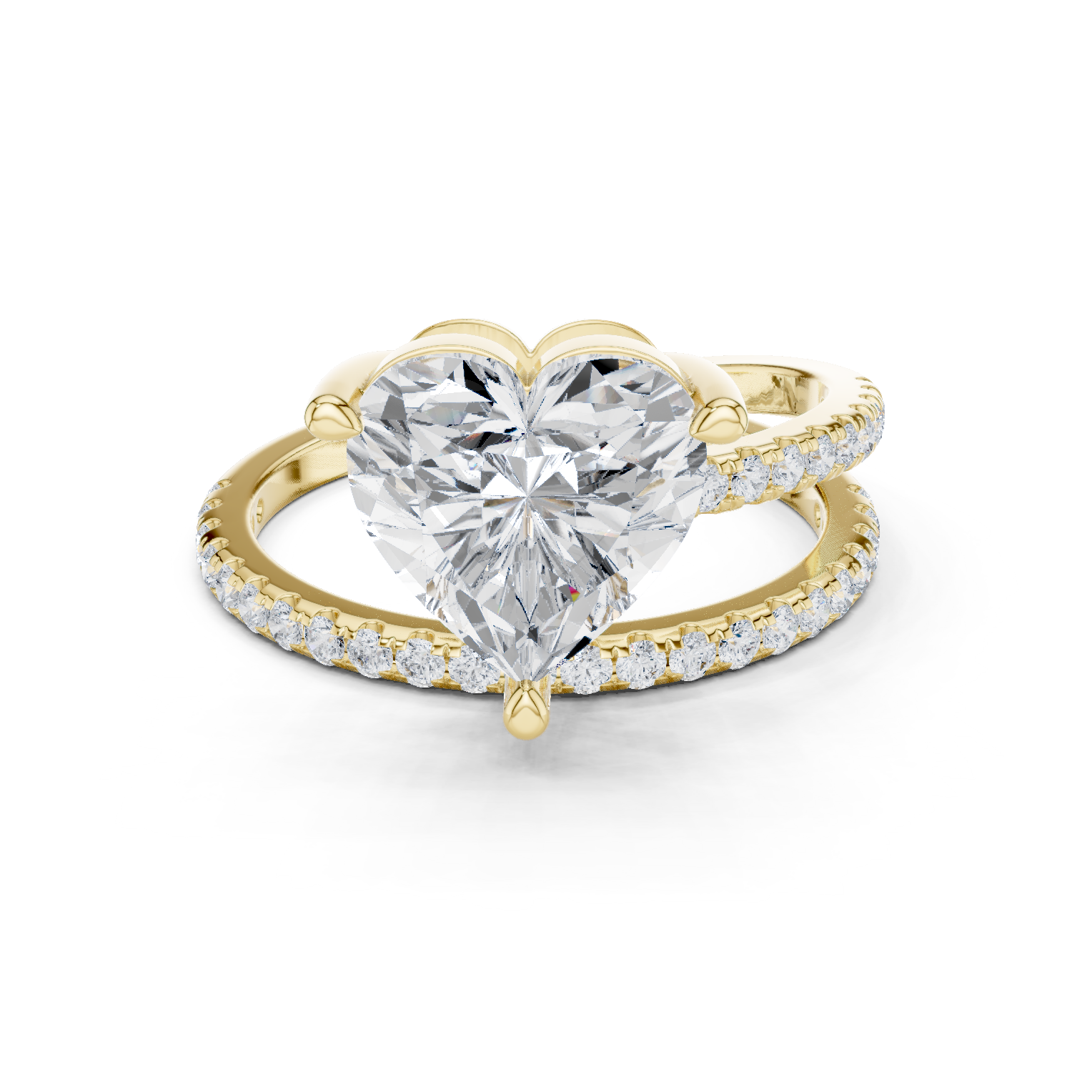 Gold Jewelry L35-39, Heart center stone, Yellow Gold