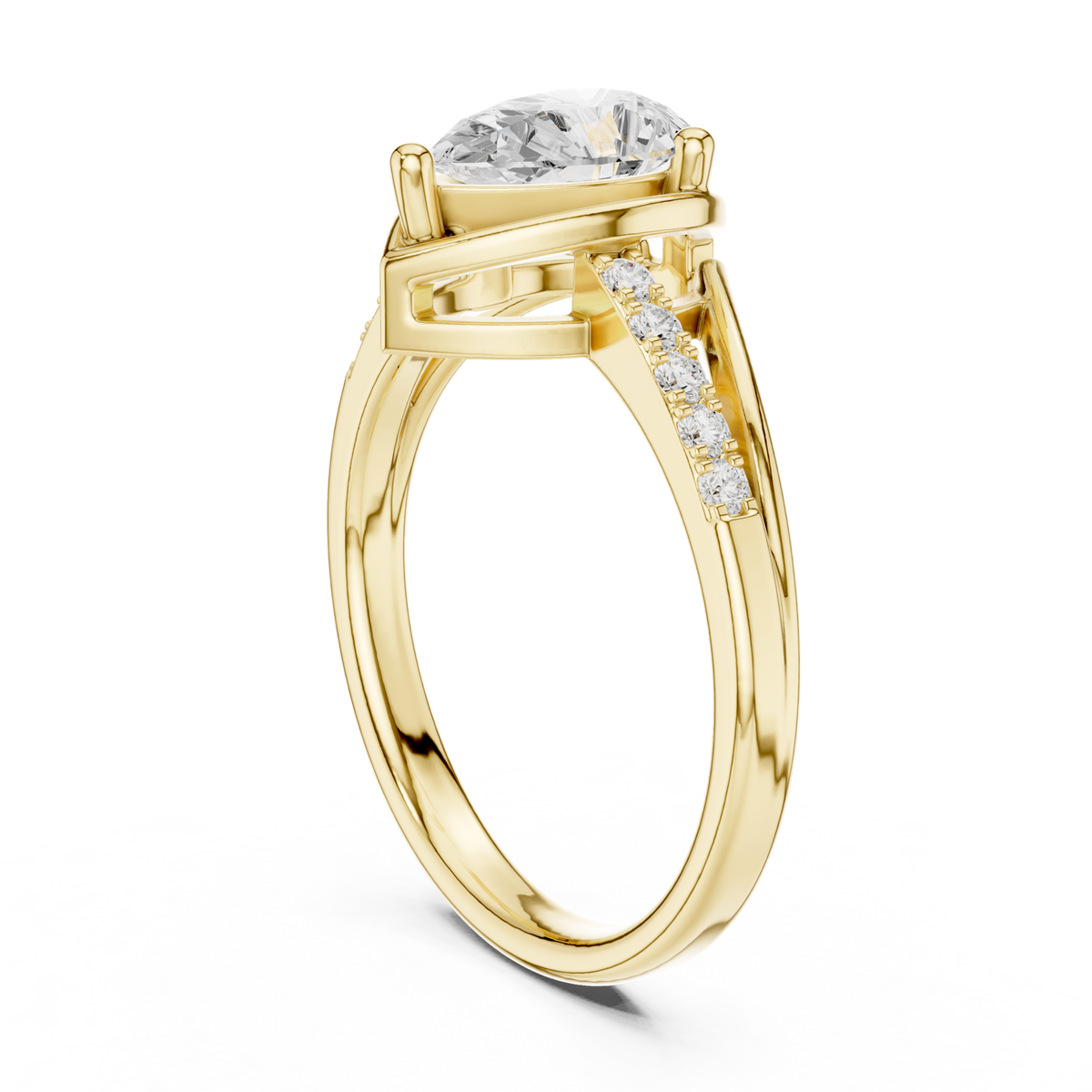 14K Solid Gold Lab Diamond Solitaire Ring, Yellow Gold, view 1