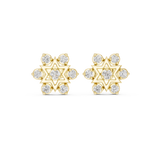 14K Solid Gold Lab Diamond Star Cluster Earrings, Yellow Gold