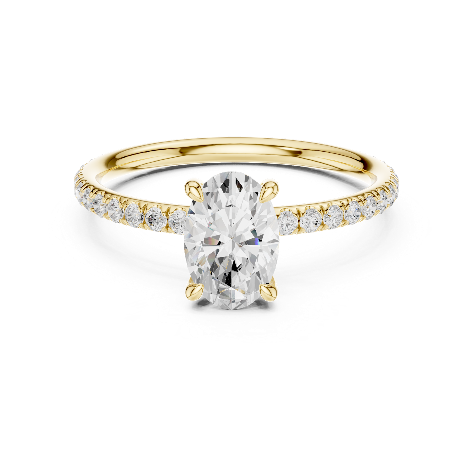Gold Jewelry L36-15, Oval center stone, Yellow Gold, view 4