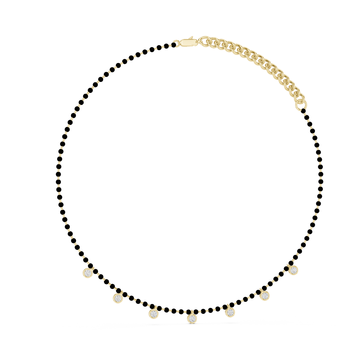 14K Solid Gold Lab Diamond Station Necklace, Yellow Gold, view 1