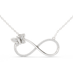 14K Solid Gold Lab Diamond Infinity Pendant Necklace, White Gold