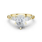 Gold Ring DDLR-284, Pear center stone, Yellow Gold