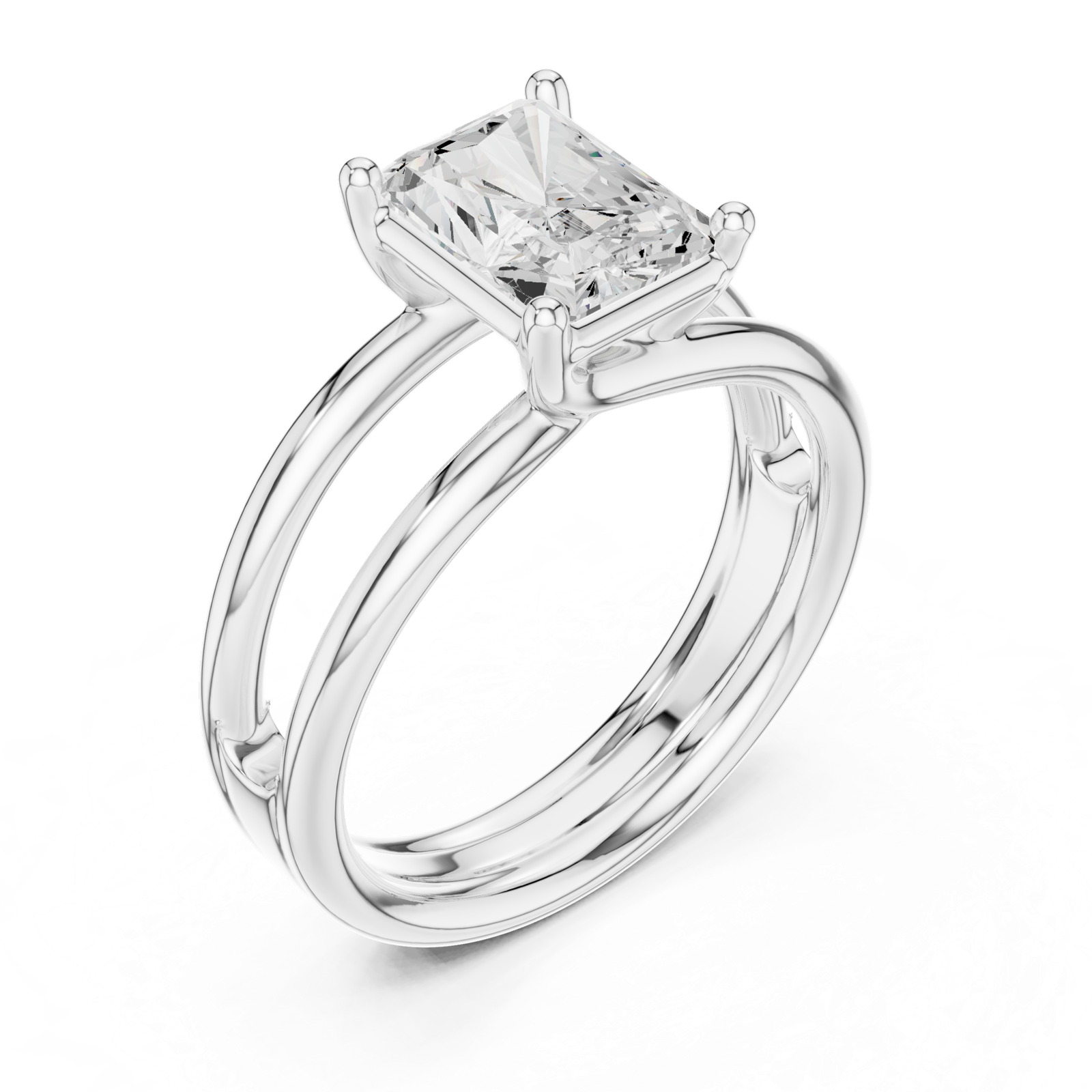 Gold Jewelry L36-9, Radiant center stone, White Gold, view 2