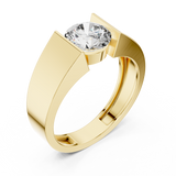 14K Solid Gold Lab Diamond Signet Ring, Yellow Gold, view 2