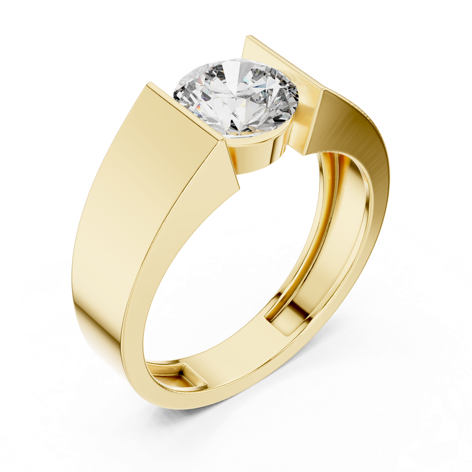 14K Solid Gold Lab Diamond Signet Ring, Yellow Gold, view 2