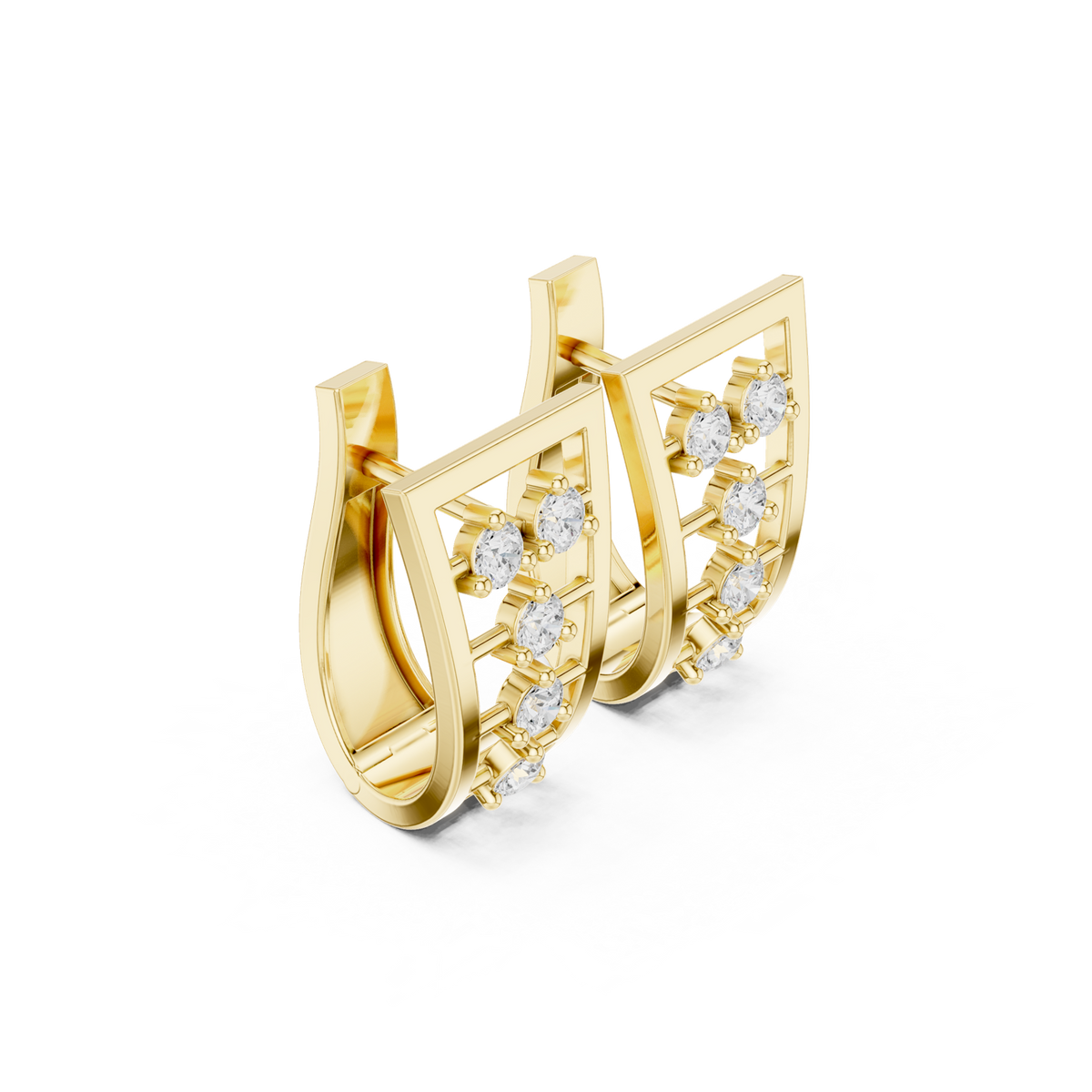 14K Solid Gold Lab Diamond Cluster Earrings, Yellow Gold, view 1
