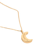 Gold Waxing Moon Necklace - 14K Real Gold Urn Necklace with Crescent Moon Pendant