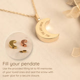 Gold Waxing Moon Necklace - 14K Real Gold Urn Necklace with Crescent Moon Pendant