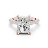Gold Ring DDLR-260, Radiant center stone, Rose Gold