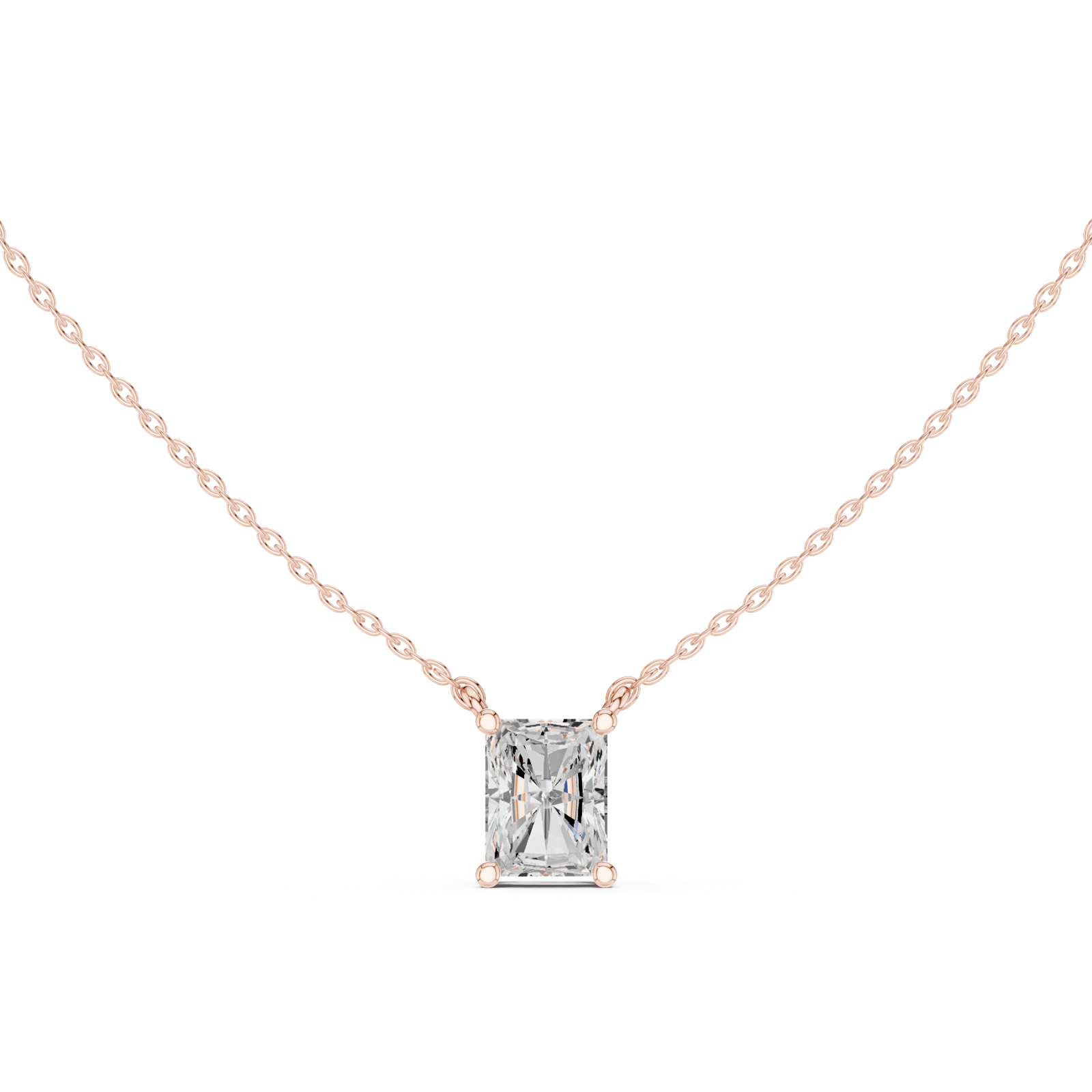 Gold Jewelry DDPO-001, Radiant center stone, Rose Gold, view 4